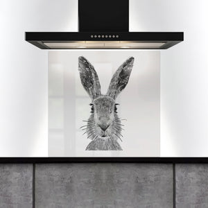 Custom Listing for KF - The Hare B&W 1100W X 950H - ADH Artwork raised approx 64mm from the bottom of the splashback