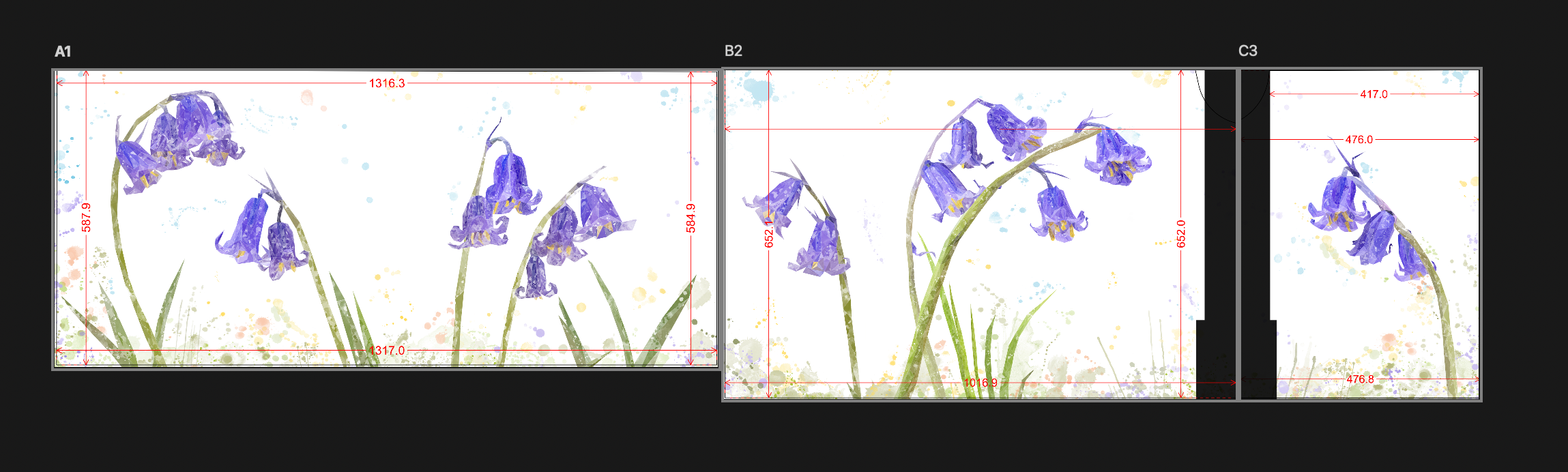 Custom Listing for JJ - The Bluebells - 3 Splashbacks custom piece - Sizes as per customer templates - Reworked - 3 SPLASHBACKS with adhesive