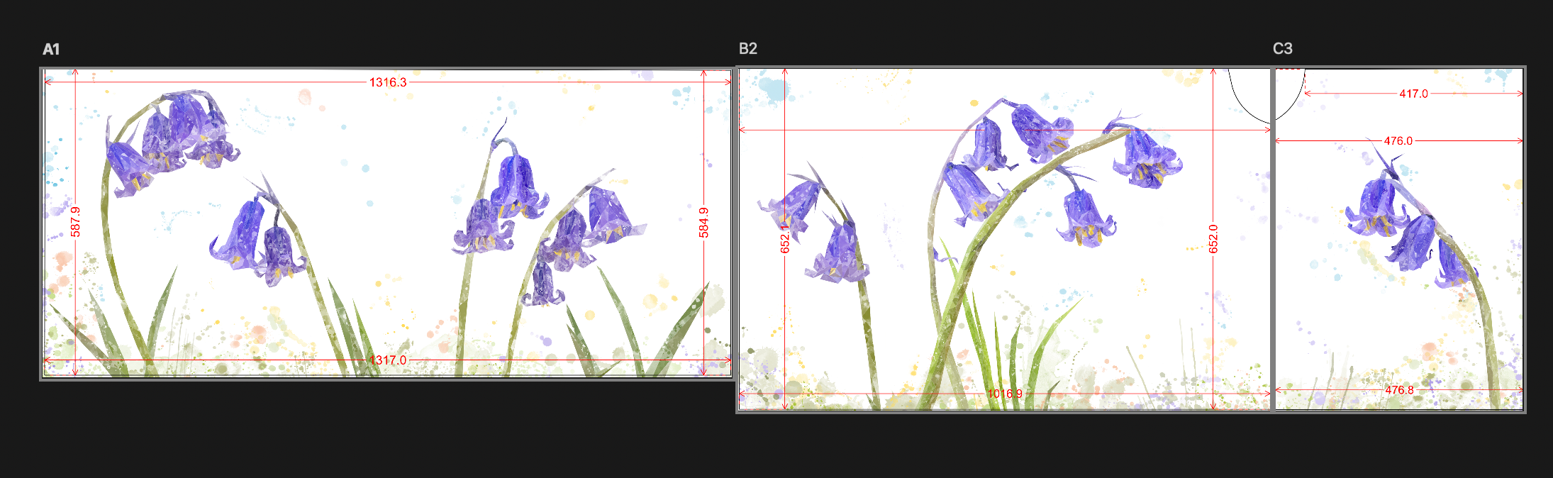 Custom Listing for JJ - The Bluebells - 3 Splashbacks custom piece - Sizes as per customer templates - Reworked - 3 SPLASHBACKS with adhesive