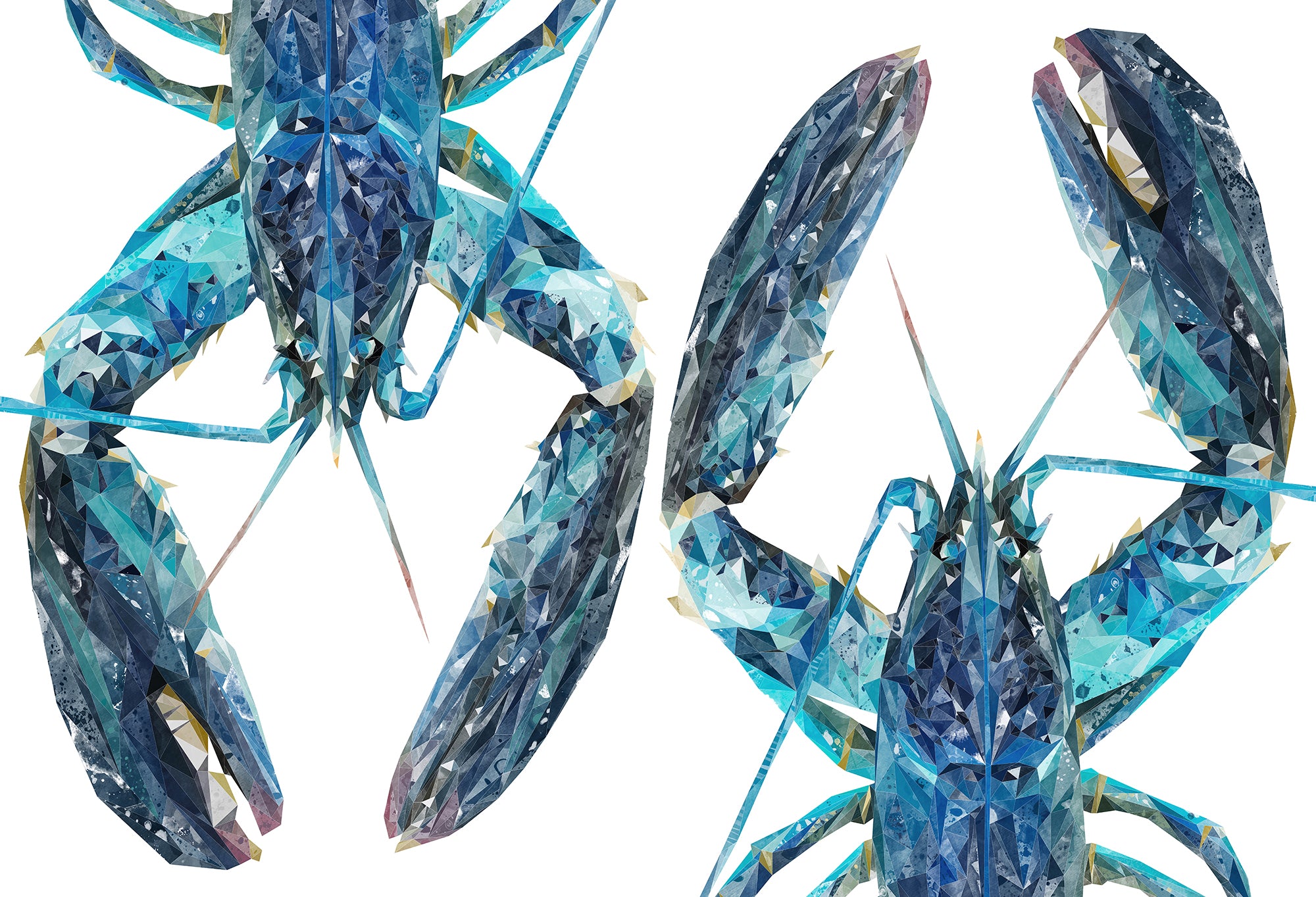 NEW! "Two Blue Lobsters" Kitchen Splashback - Andy Thomas Artworks