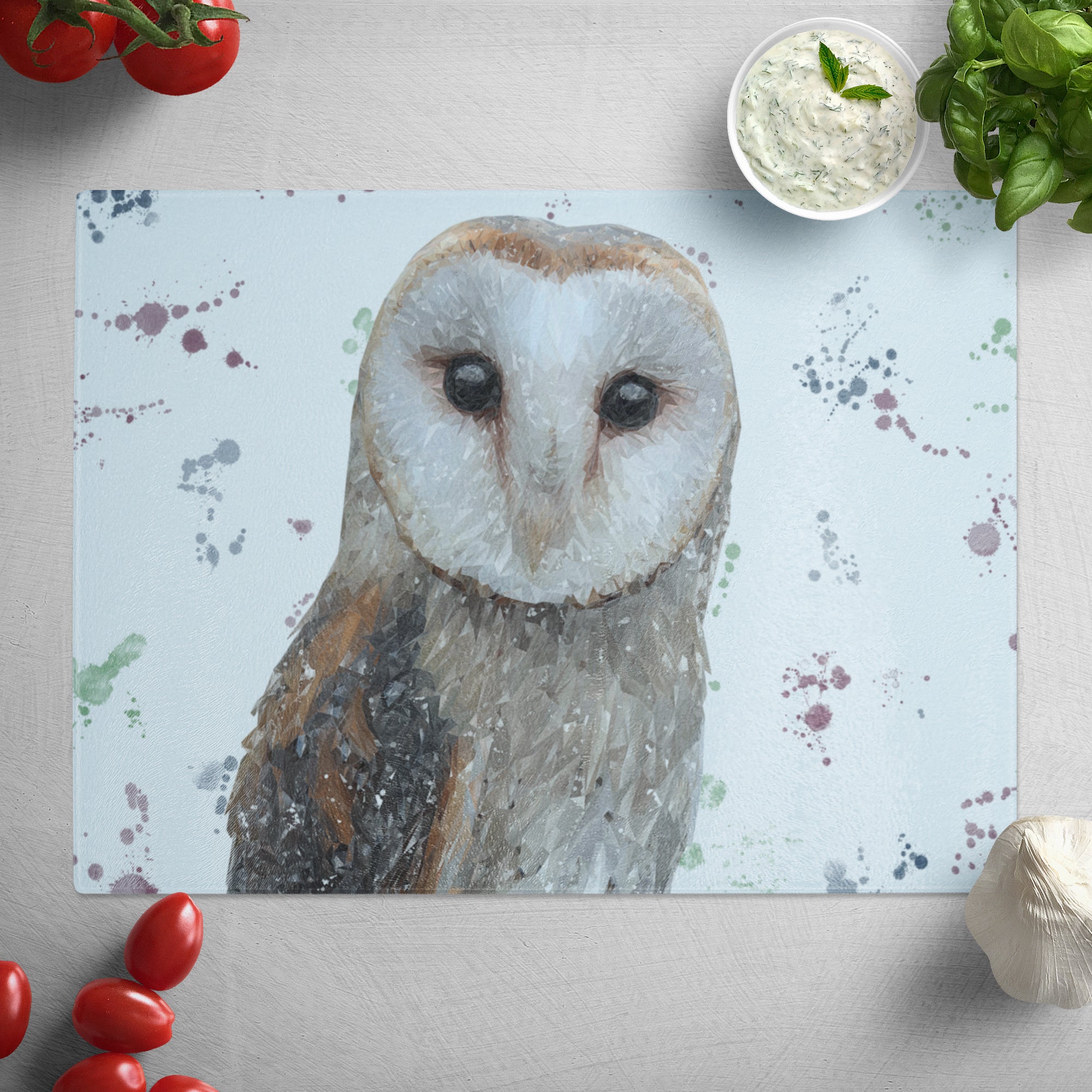 "Whisper" The Barn Owl Glass Worktop Saver