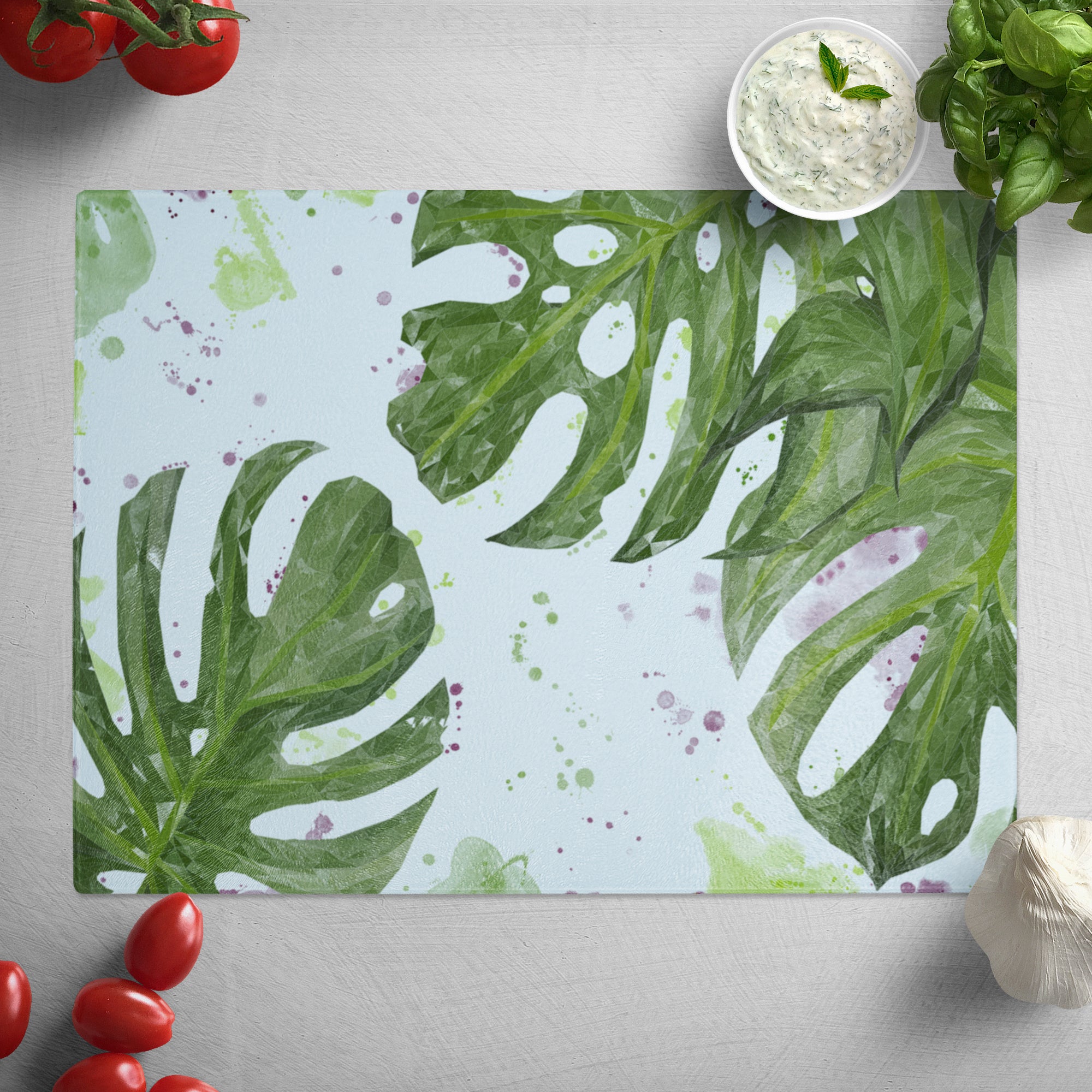 "Tranquillity" Monstera Plant Glass Worktop Saver