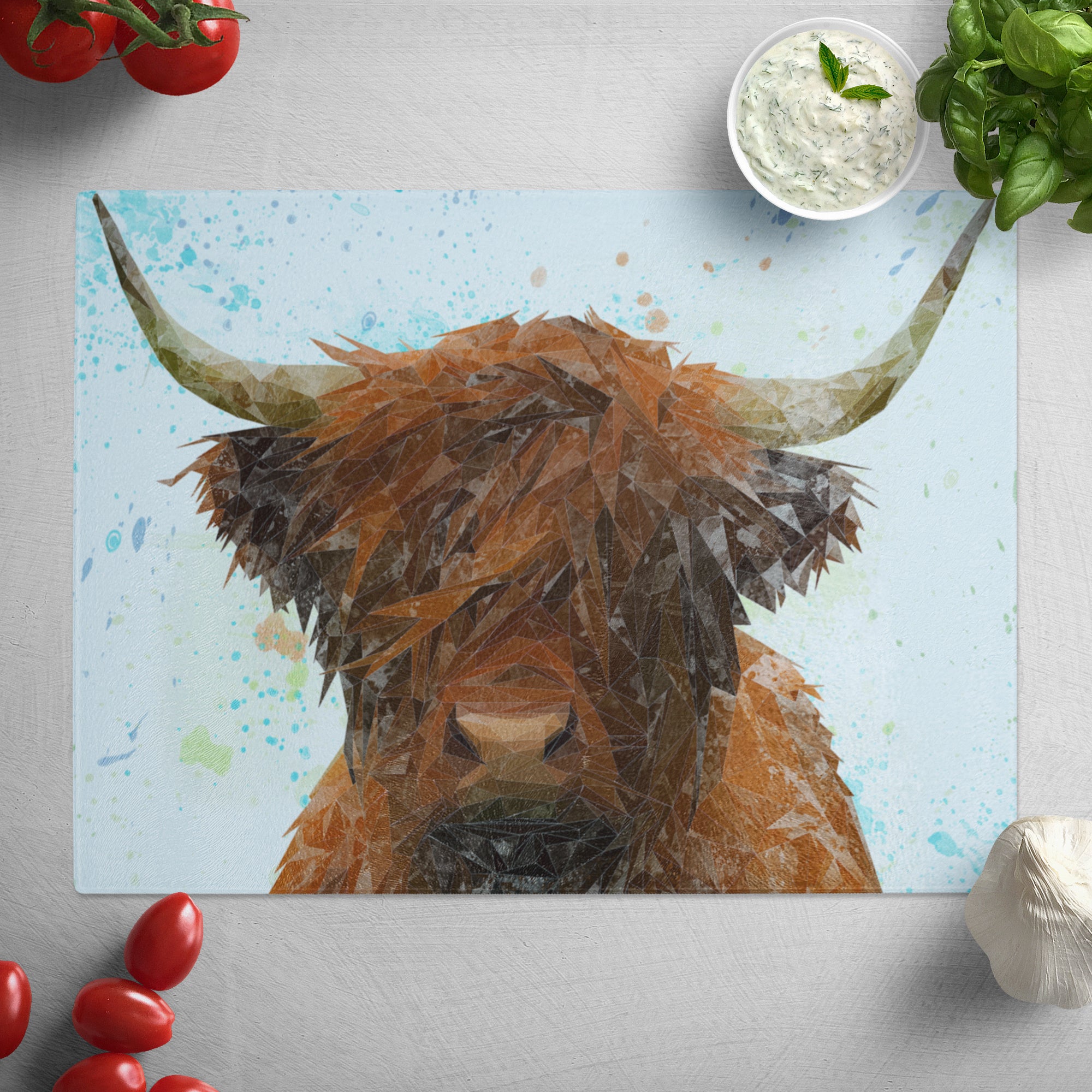 "The Highland" Highland Cow Glass Worktop Saver