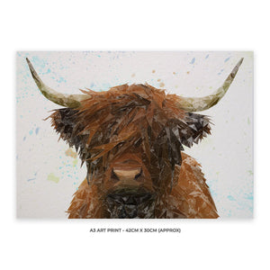 "The Highland" Highland Cow A3 Unframed Art Print - Andy Thomas Artworks