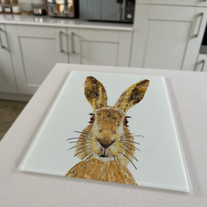 The Hare, Portrait, Premium Glass Worktop Saver