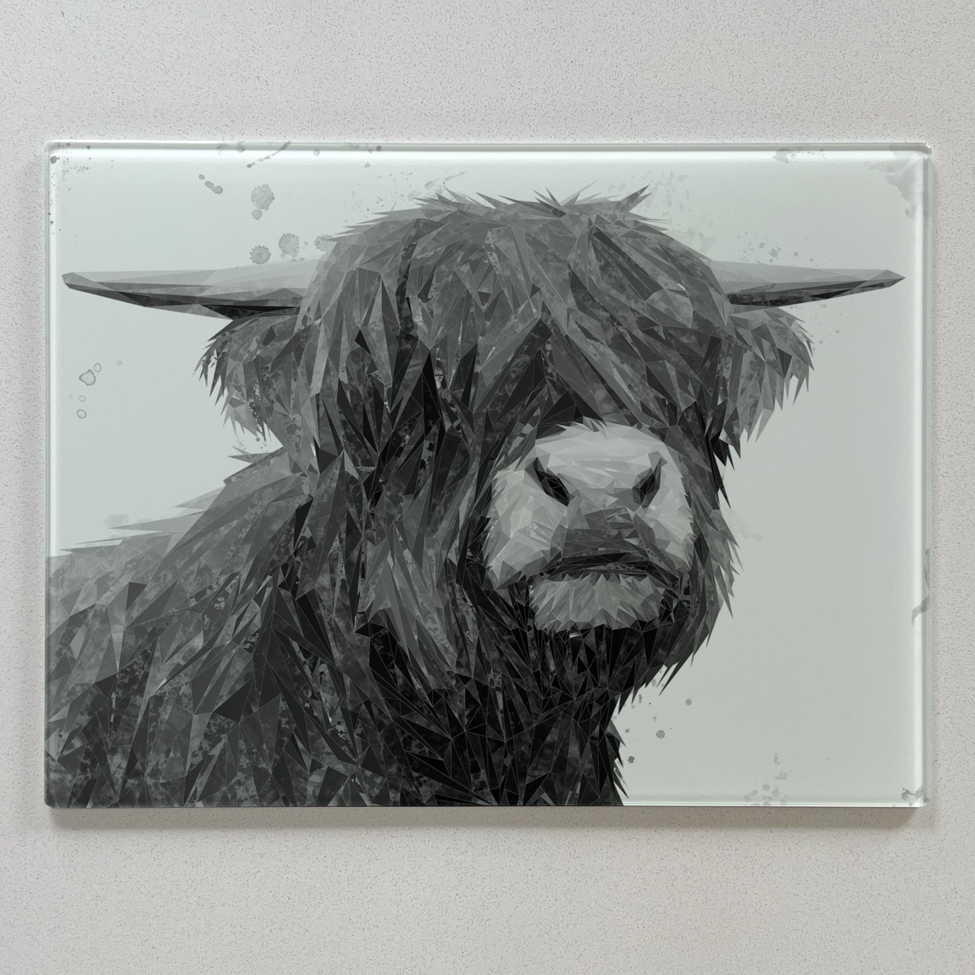 Henry The Highland Bull Black & White Premium Glass Worktop Saver