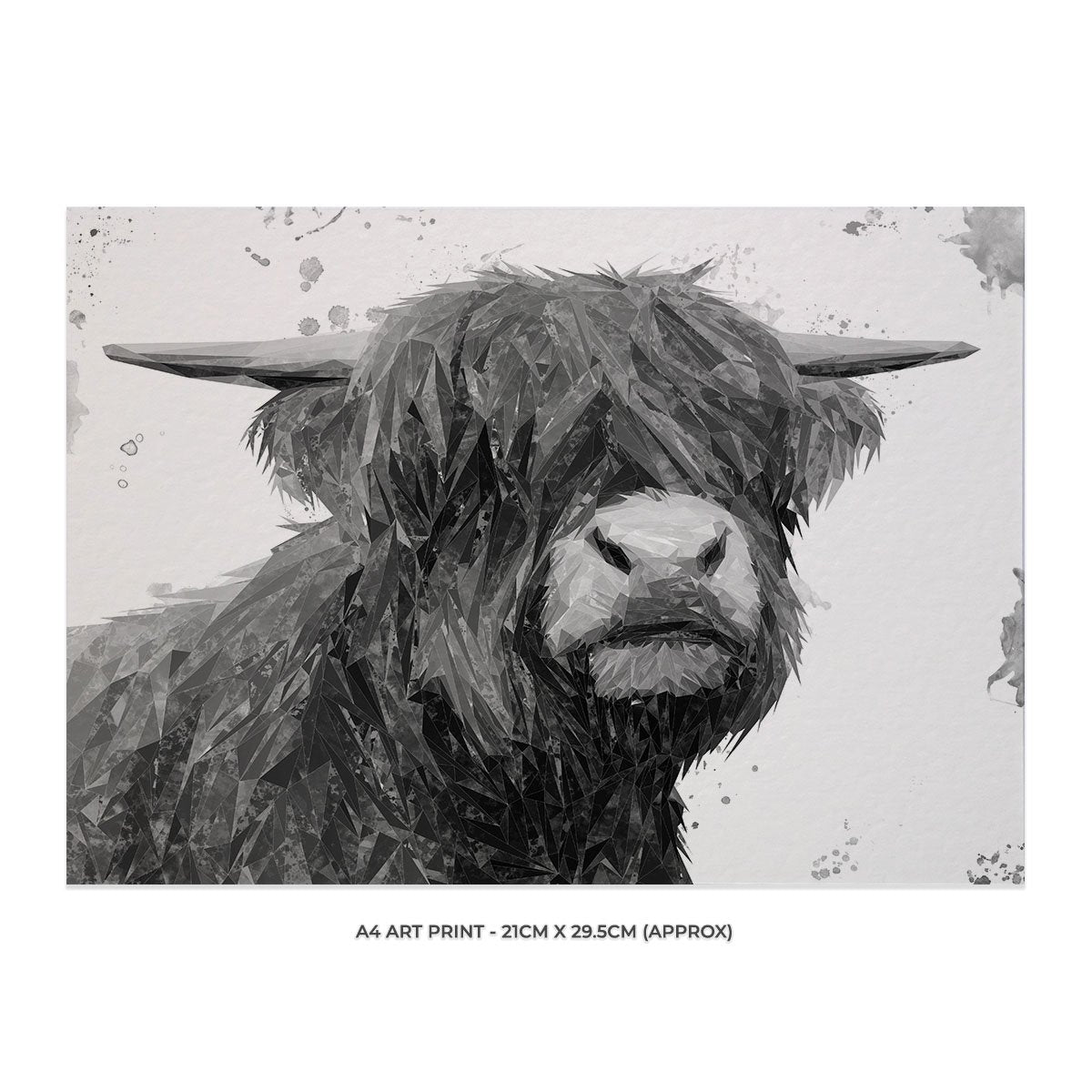 "Henry" The Highland Bull (B&W) Unframed Art Print - Andy Thomas Artworks