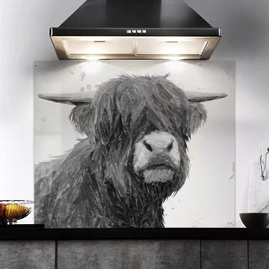 "Henry" The Highland Bull (B&W) Kitchen Splashback
