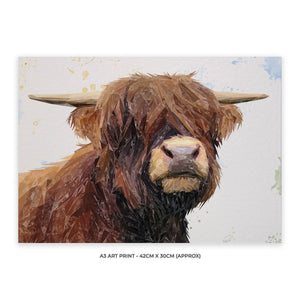 "Henry" The Highland Bull A3 Unframed Art Print - Andy Thomas Artworks