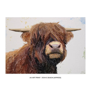 "Henry" The Highland Bull A4 Unframed Art Print - Andy Thomas Artworks