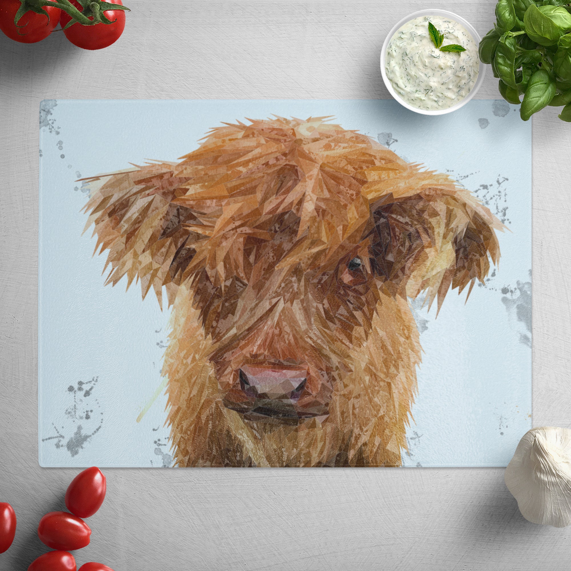 "Peeps" The Highland Calf Glass Worktop Saver