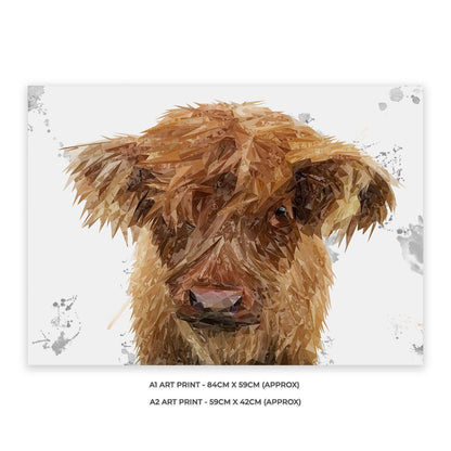 "Peeps" The Highland Calf Unframed Art Print - Andy Thomas Artworks