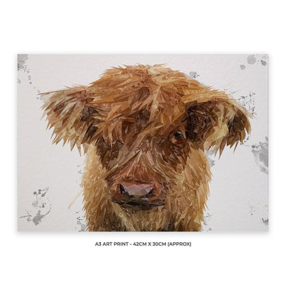 "Peeps" The Highland Calf Unframed Art Print - Andy Thomas Artworks