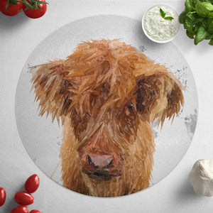 "Peeps" The Highland Calf Glass Worktop Saver