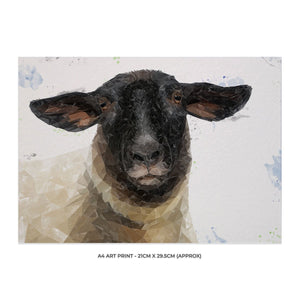 "The Suffolk" Suffolk Sheep A4 Unframed Art Print - Andy Thomas Artworks