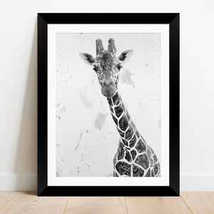"George" The Giraffe (B&W) Framed & Mounted Art Print