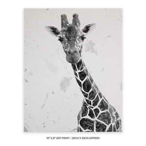 "George" The Giraffe (B&W) 10" x 8" Unframed Art Print - Andy Thomas Artworks