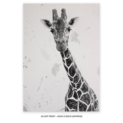 "George" The Giraffe (B&W) Unframed Art Print - Andy Thomas Artworks
