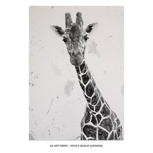 "George" The Giraffe (B&W) A4 Unframed Art Print - Andy Thomas Artworks