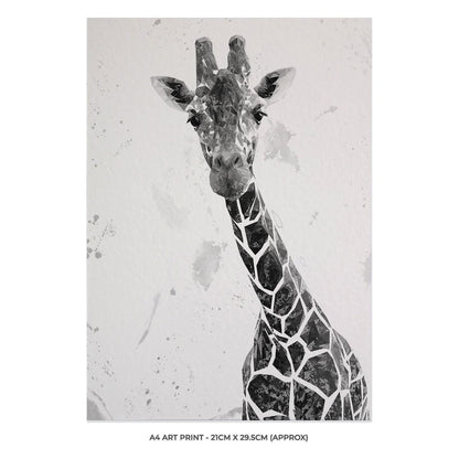 "George" The Giraffe (B&W) Unframed Art Print - Andy Thomas Artworks