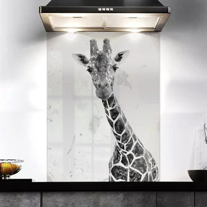 "George" The Giraffe (B&W) Kitchen Splashback