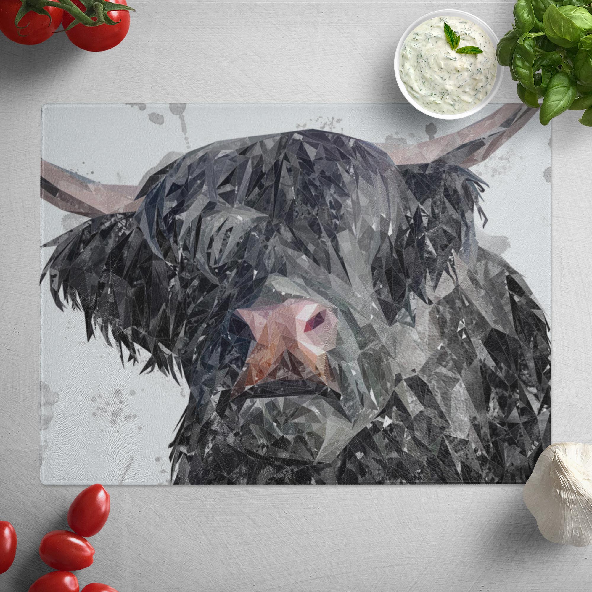 "Bruce" The Highland Bull Glass Worktop Saver