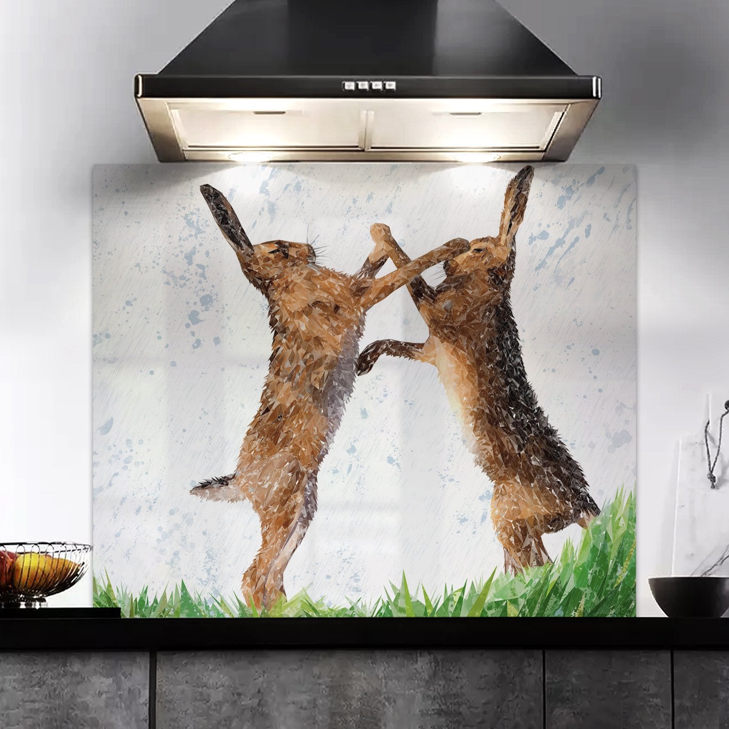 "The Standoff" Fighting Hares Kitchen Splashback