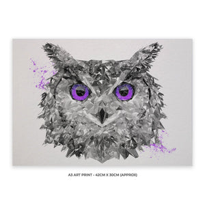 "The Purple Owl" A3 Unframed Art Print - Andy Thomas Artworks