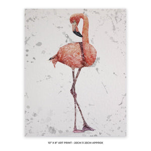 "The Flamingo Grey Background" 10" x 8" Unframed Art Print - Andy Thomas Artworks
