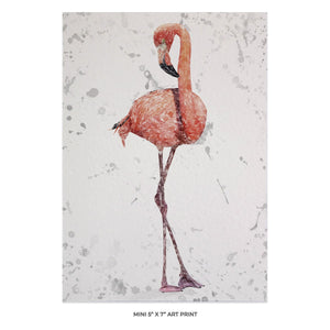 "The Flamingo Grey Background" 5x7 Mini Print - Andy Thomas Artworks