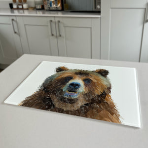 Monty The Brown Bear Premium Glass Worktop Saver