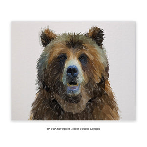 "Monty" The Brown Bear 10" x 8" Unframed Art Print - Andy Thomas Artworks