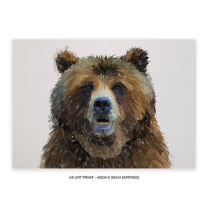"Monty" The Brown Bear A3 Unframed Art Print - Andy Thomas Artworks