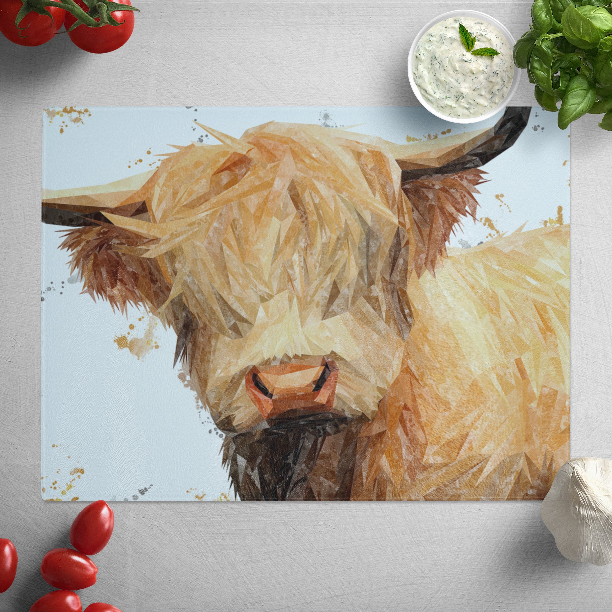 "Brenda" The Highland Cow Glass Worktop Saver