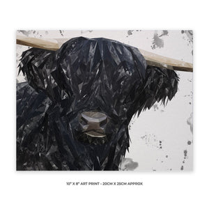 "Fergus" The Highland Bull 10" x 8" Unframed Art Print - Andy Thomas Artworks