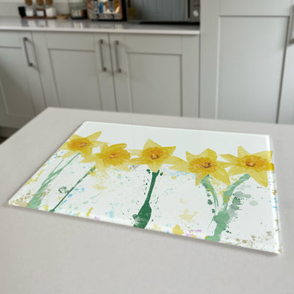 The Daffodils Premium Glass Worktop Saver