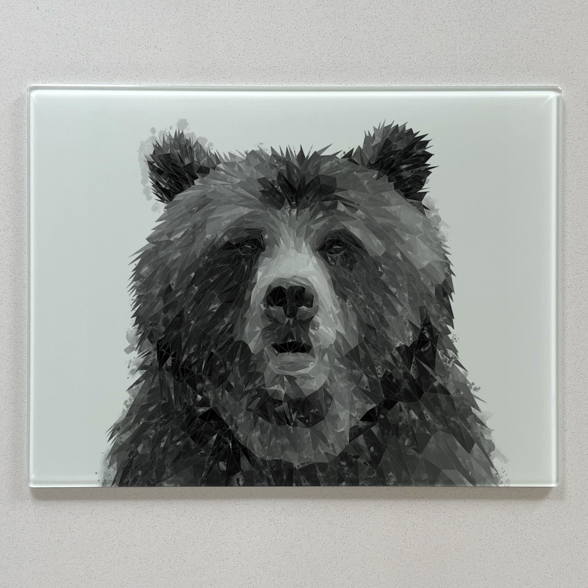 Monty The Brown Bear (Black & White) Premium Glass Worktop Saver