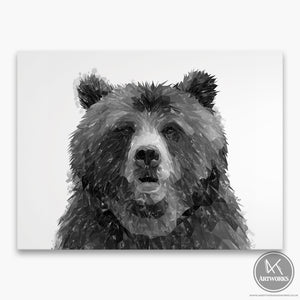 "Monty" The Brown Bear (B&W) Canvas Print