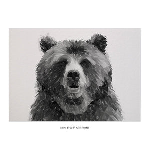 "Monty" The Brown Bear (B&W) 5x7 Mini Print - Andy Thomas Artworks