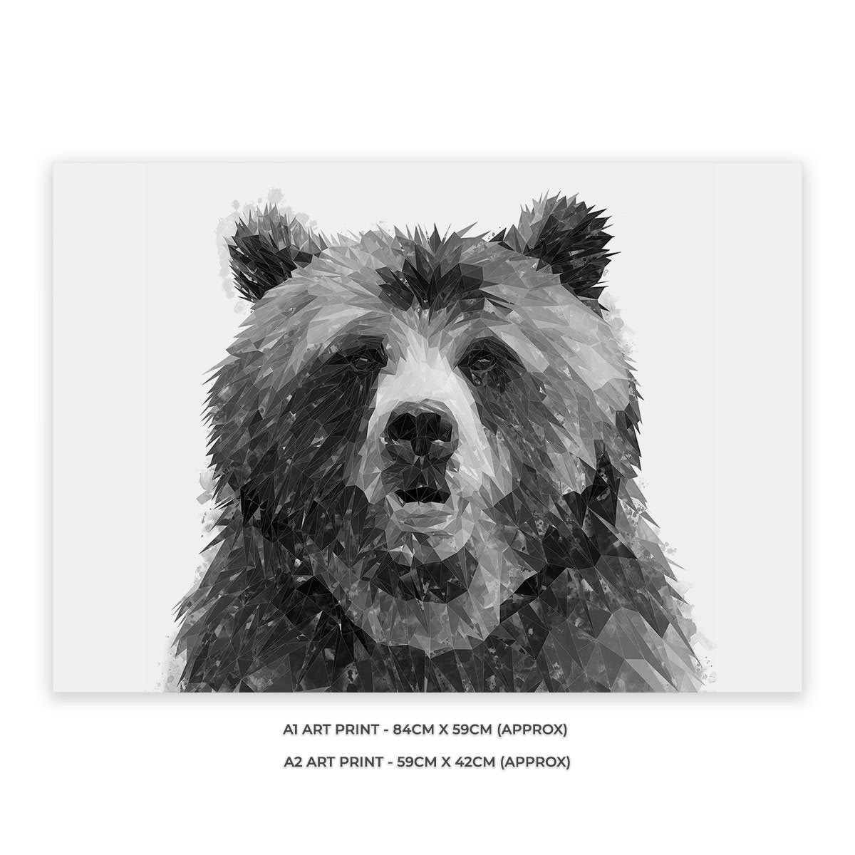 "Monty" The Brown Bear (B&W) Unframed Art Print - Andy Thomas Artworks