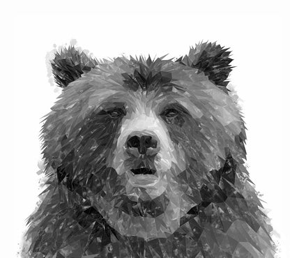 "Monty" The Brown Bear (B&W) Kitchen Splashback