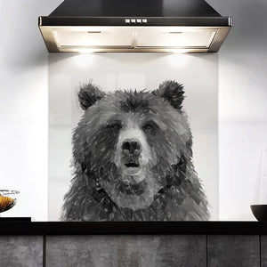 "Monty" The Brown Bear (B&W) Kitchen Splashback