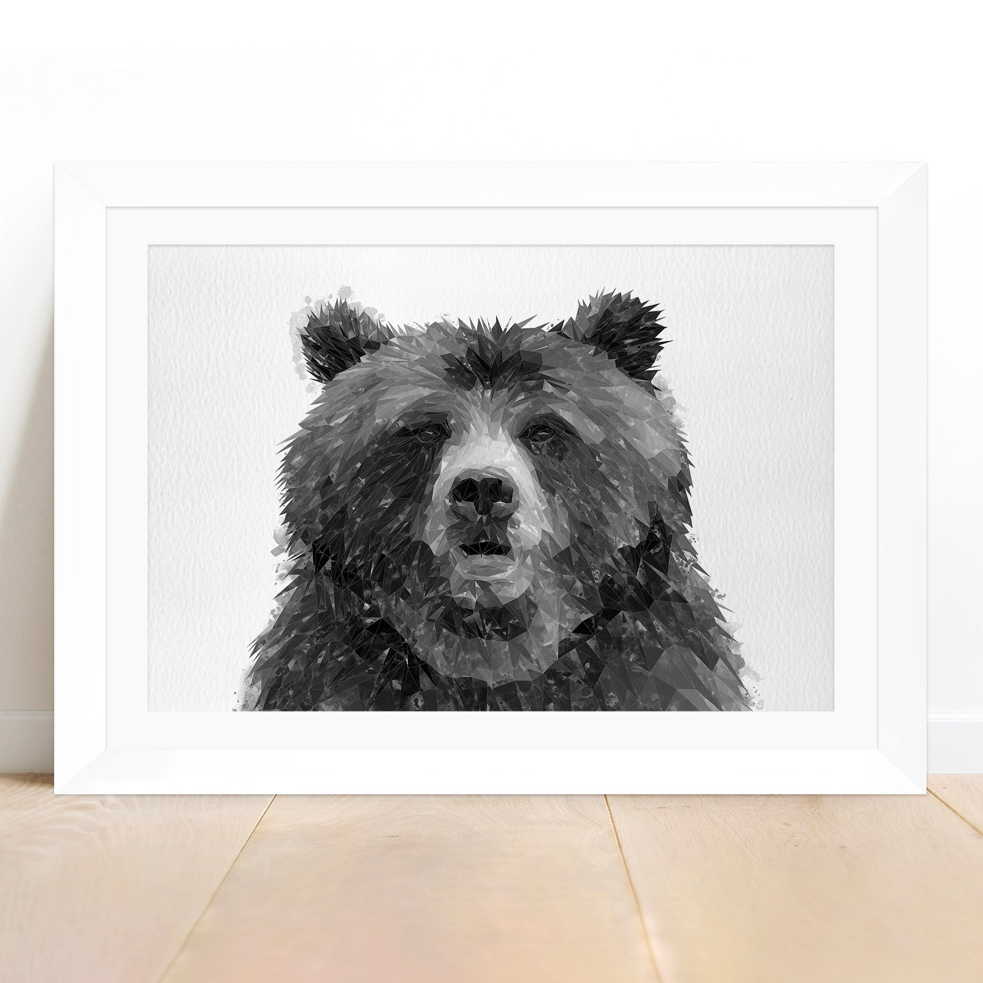 "Monty" The Brown Bear (B&W) Framed & Mounted Art Print