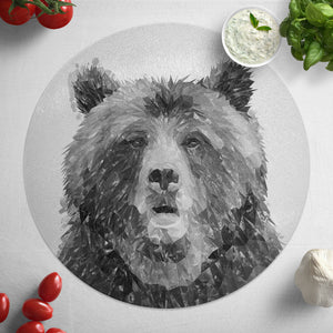 "Monty" The Brown Bear (B&W) Glass Worktop Saver