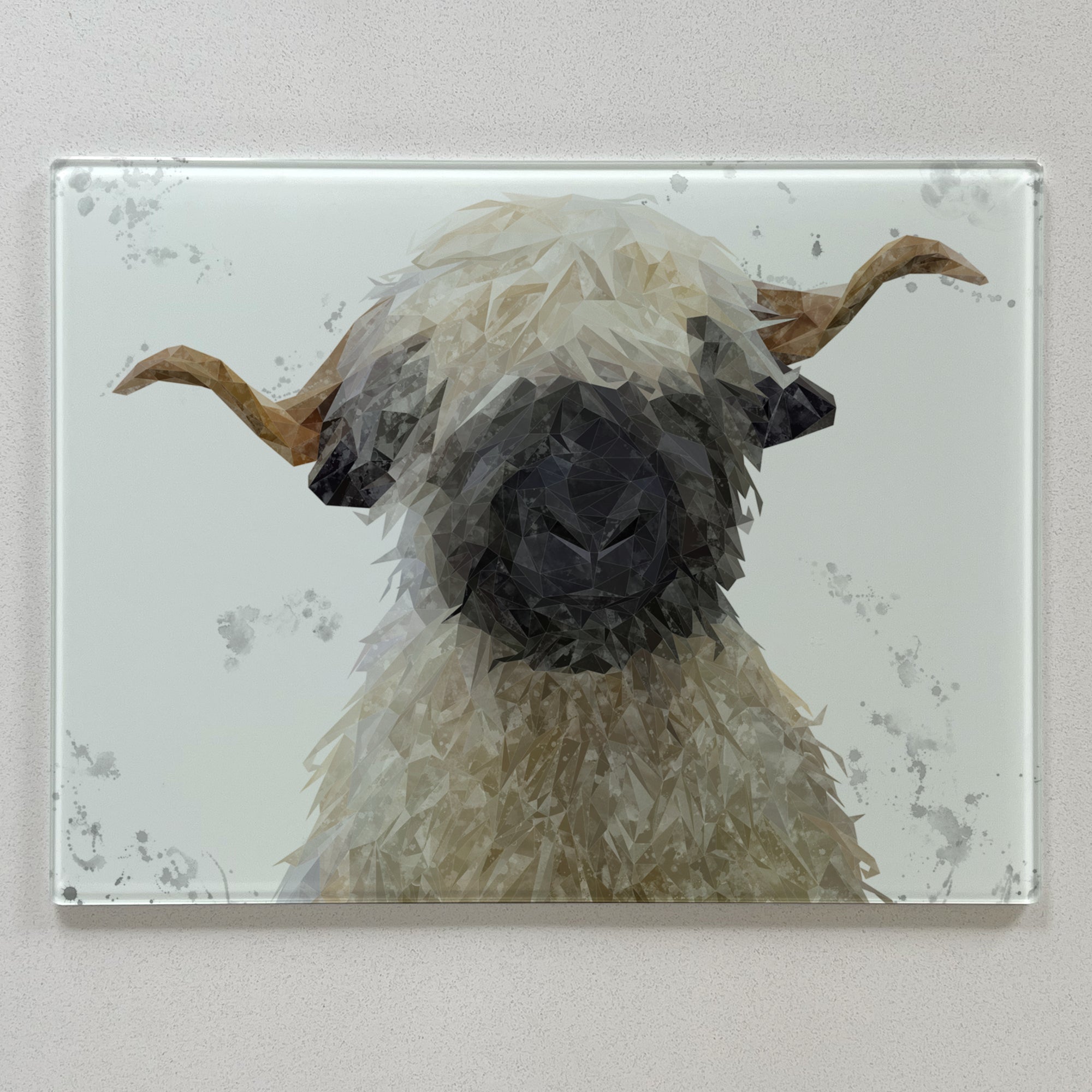 Betty The Valais Blacknose Sheep, Grey Background Premium Glass Worktop Saver