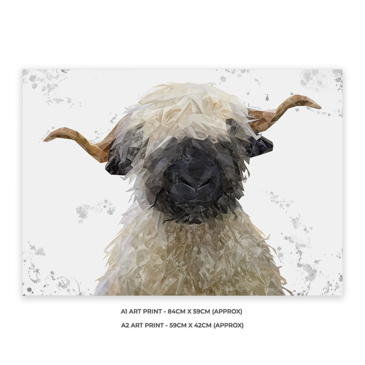 "Betty" The Valais Blacknose Sheep (Grey Background) Unframed Art Print - Andy Thomas Artworks