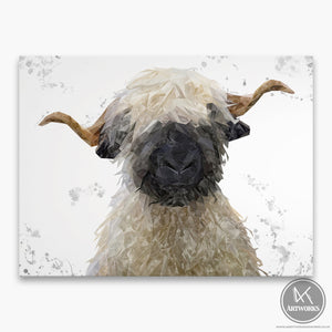 "Betty" The Valais Blacknose Sheep (Grey Background) Canvas Print