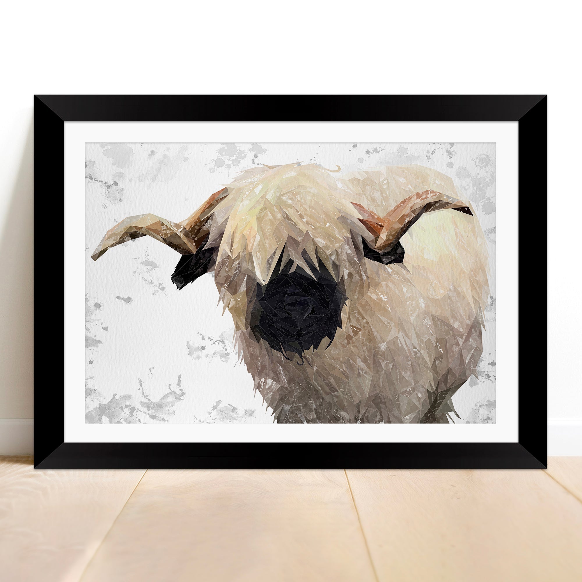 "Bertie" The Valais Ram (Grey Background) Framed & Mounted Art Print