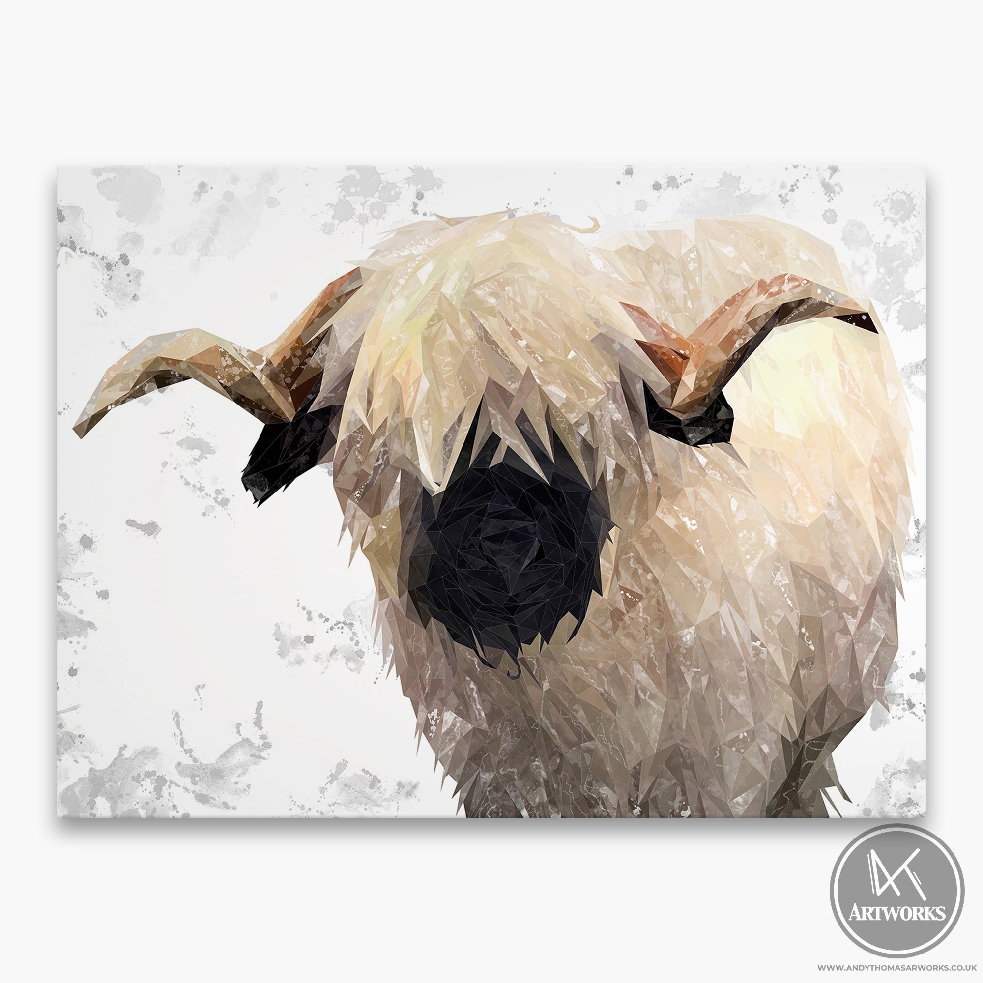 "Bertie" The Valais Ram (Grey Background) Canvas Print