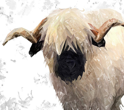 "Bertie" The Valais Ram (Grey Background) Kitchen Splashback